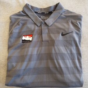 Men’s Nike Golf Dri-Fit INDYCAR Gray Tonal Striped Polo Shirt Size XXL - NWT